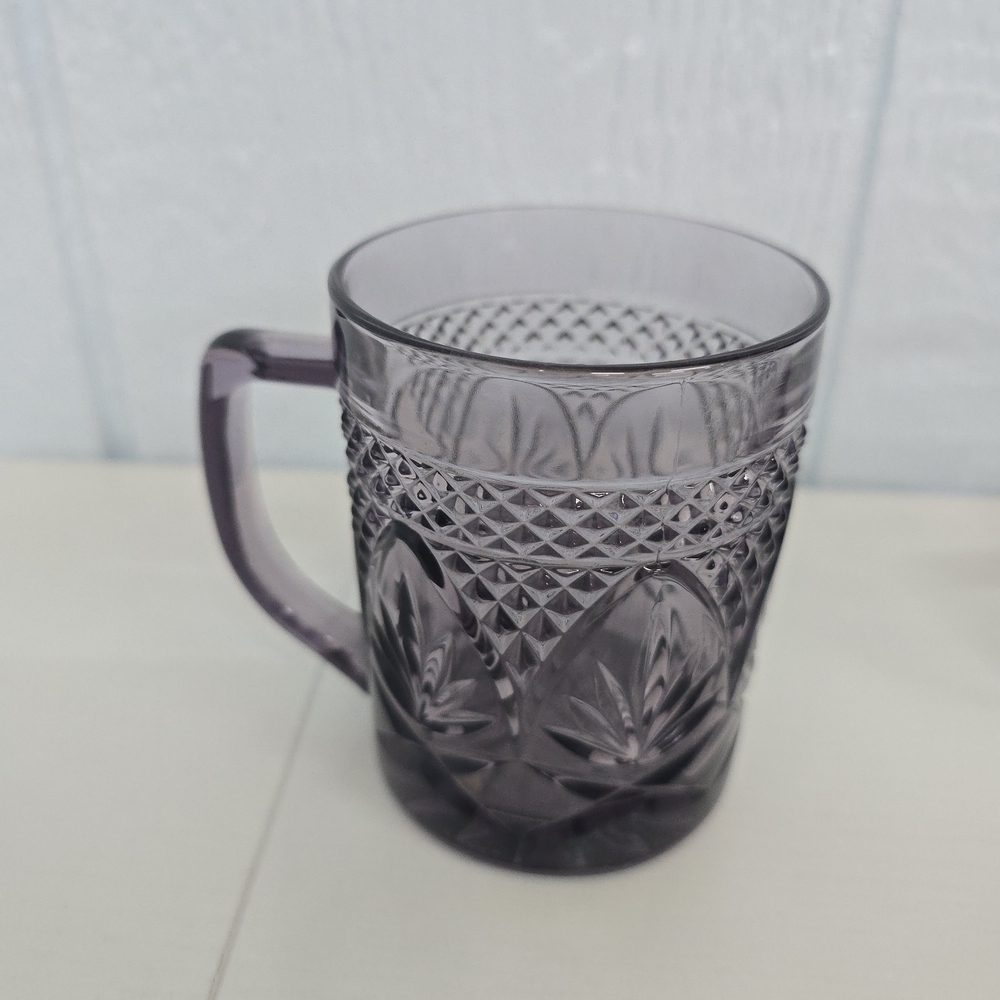 Cristal D'Arques-Durand "Antique Amethyst" purple glass Mug Set Of 2